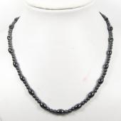 Mens Magnetic Hematite 6x9mm Oval Beads Strands Necklace